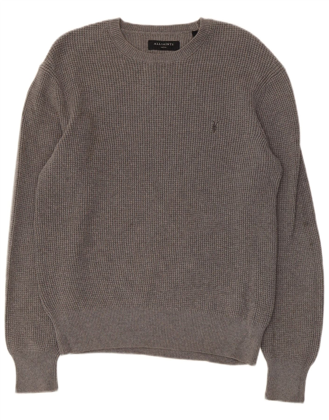 ALL SAINTS Mens Crew Neck Jumper Sweater Small Grey Cotton