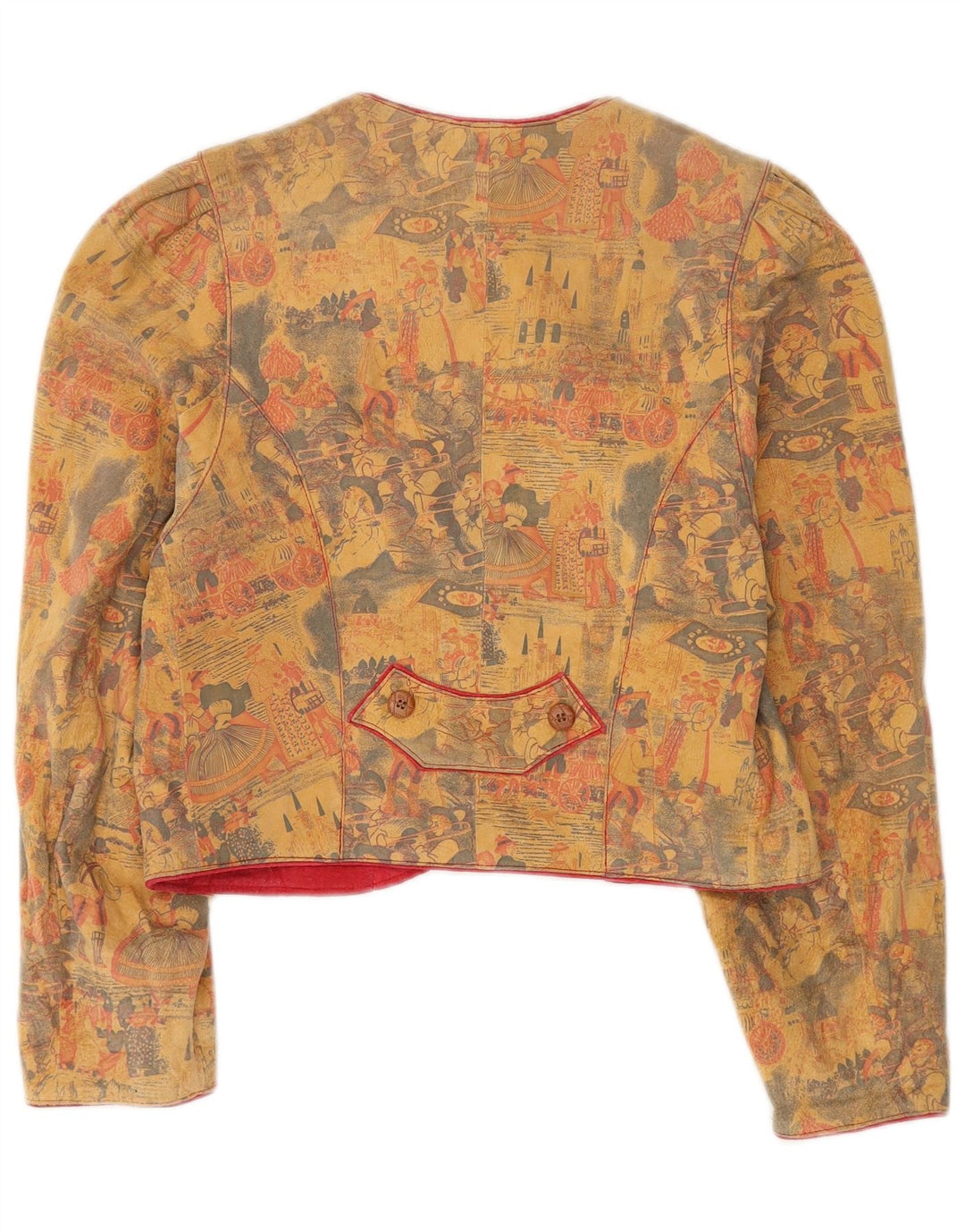 Vintage γυναικείο μπουφάν μπλέιζερ με 4 κουμπιά τραχτέν EU 36 Small beige δέρμα