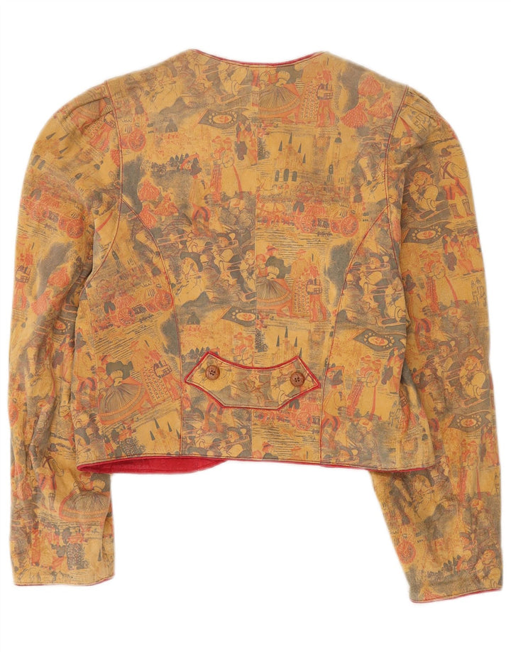 Vintage γυναικείο μπουφάν μπλέιζερ με 4 κουμπιά τραχτέν EU 36 Small beige δέρμα