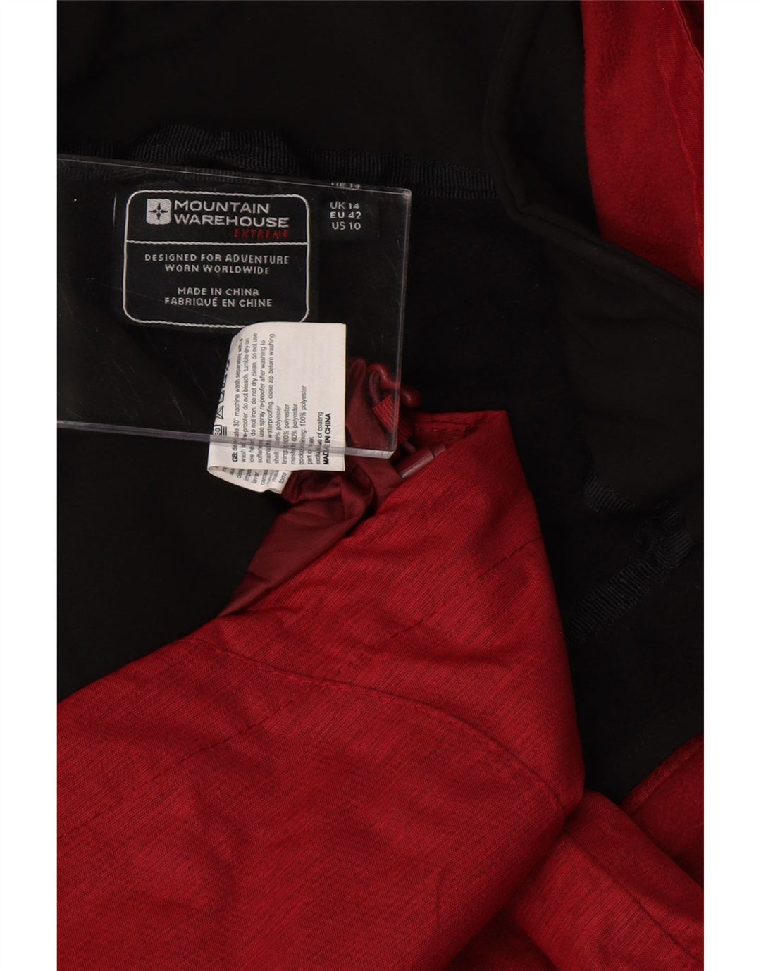 MOUNTAIN WAREHOUSE Γυναικείο μπουφάν με κουκούλα αντιανεμικό UK 14 μεγάλο κόκκινο