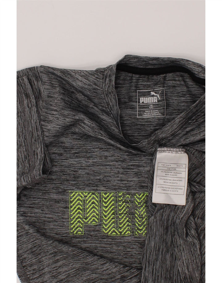 Puma Boys Graphic T-shirt Top 7-8 ετών Small Grey Flecked Polyester