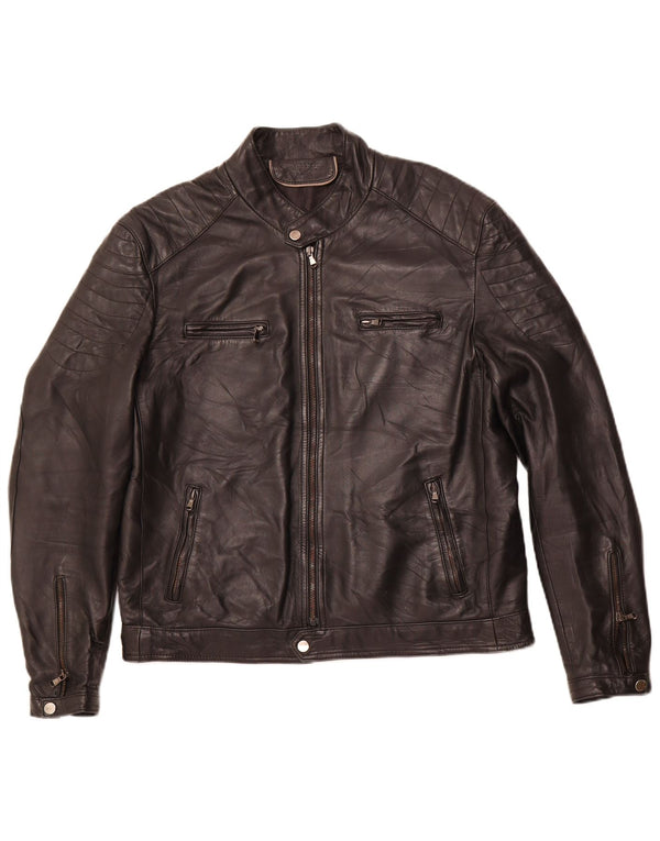 VINTAGE Ανδρικό Δερμάτινο Μπουφάν Racer IT 54 2XL Μαύρο Δερμάτινο