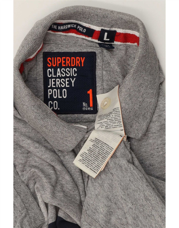 Ανδρικό πουκάμισο πόλο Superdry μεγάλο γκρι βαμβακερό ριγέ
