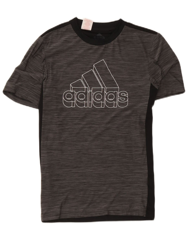 Adidas Boys Aeroready Graphic T-shirt Top 15-16 Years Grey Colourblock