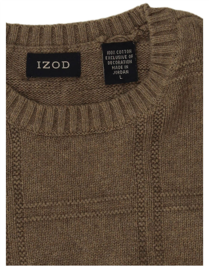 Izod Ανδρικό πουλόβερ με λαιμόκοψη, μεγάλο μπεζ βαμβακερό