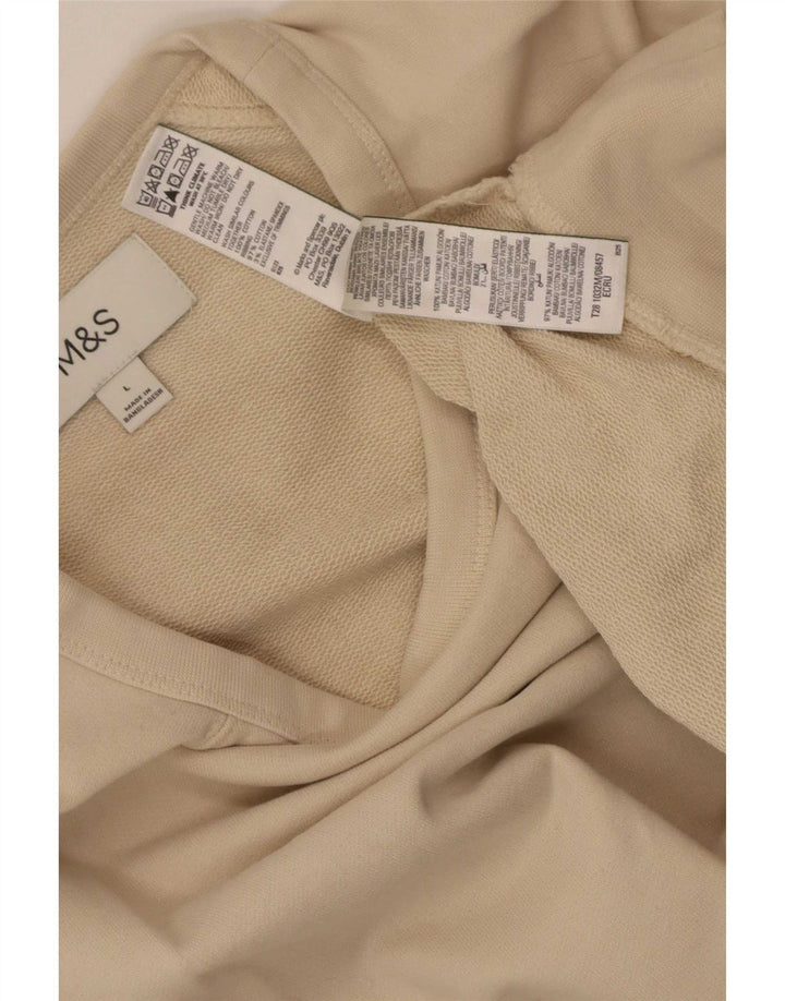 Marks & Spencer Γυναικεία Φούτερ Jumper UK 16 Μεγάλο Μπεζ βαμβακερό