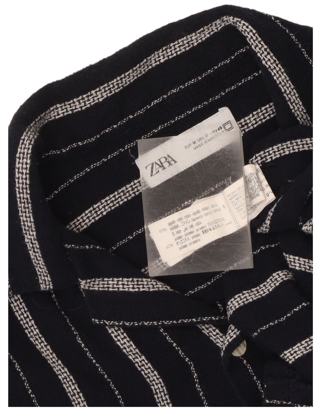 Ανδρικό κοντομάνικο πουκάμισο Zara, μεσαίο μπλε ναυτικό, βαμβακερό ριγέ
