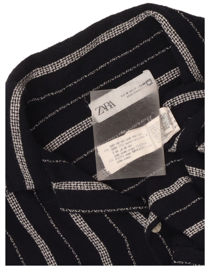 Ανδρικό κοντομάνικο πουκάμισο Zara, μεσαίο μπλε ναυτικό, βαμβακερό ριγέ