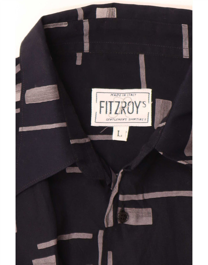 Ανδρικό κοντομάνικο πουκάμισο Fitzroy Μεγάλο μπλε ναυτικό γεωμετρικό
