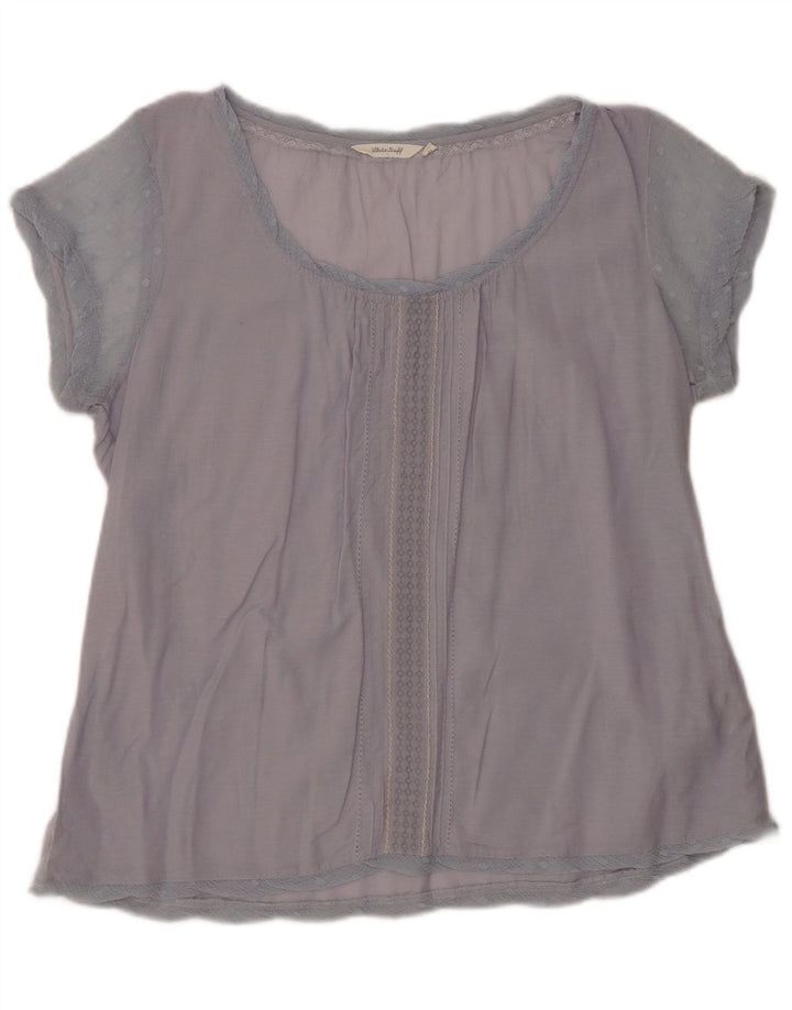 WHITE STUFF Γυναικεία Μπλούζα Τοπ UK 16 Μεγάλο Μπλε Βαμβακερό