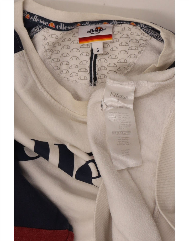 Ανδρικό γραφικό φούτερ Ellesse Jumper Small White Colourblock Βαμβακερό