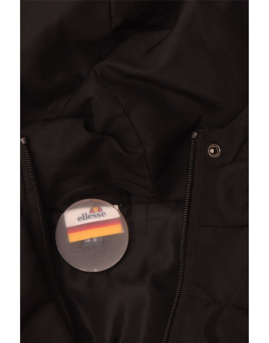 Ellesse γυναικείο μπουφάν με κουκούλα μεγάλου μεγέθους UK 8 μικρό μαύρο πολυεστέρα