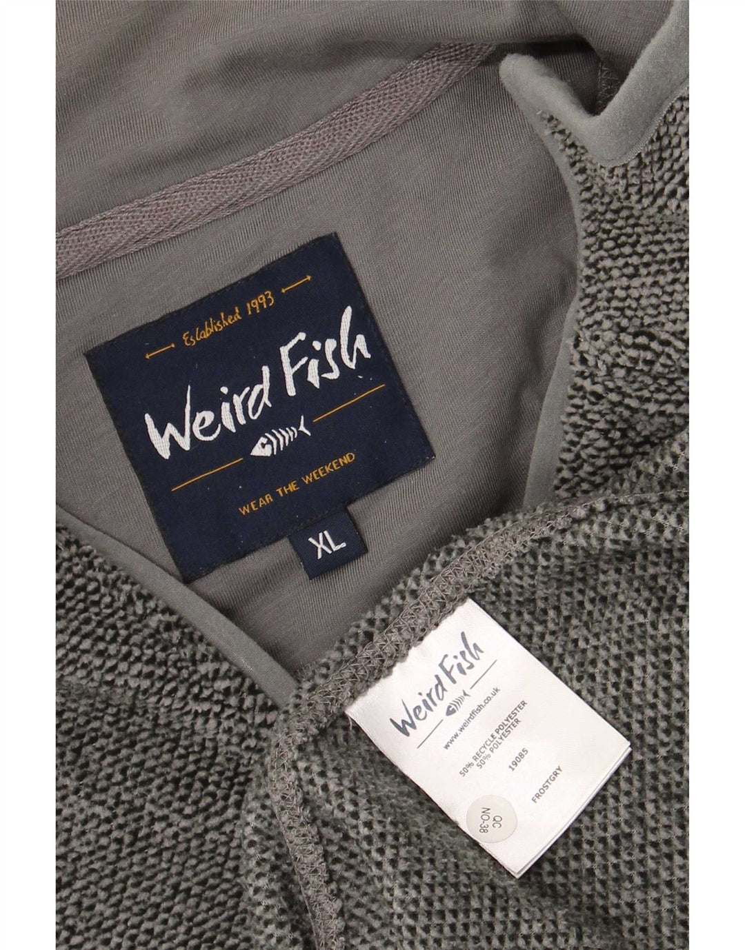 Weird Fish ανδρικό φούτερ με φερμουάρ Jumper XL Grey Polyester