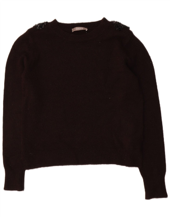 Γυναικείο Oasis Crop Boat Neck Jumper UK 14 Medium Μαύρο Πολυακρυλικό