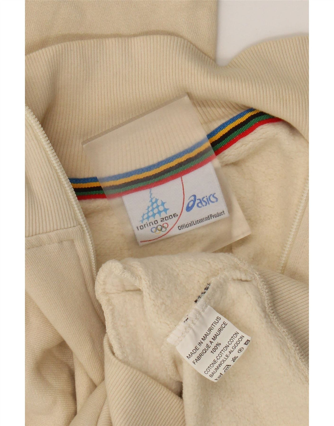 Γυναικεία αθλητική φόρμα γραφικών Asics Top Jacket UK 10 Small Beige Cotton