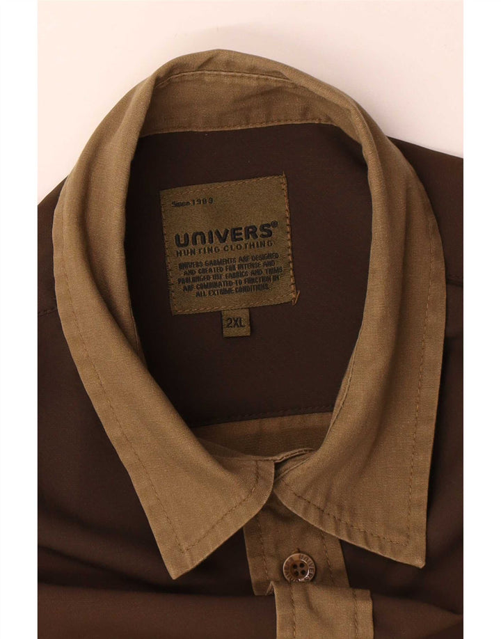 Ανδρικό πουκάμισο Univers 2XL Καφέ Colourblock Πολυεστέρας