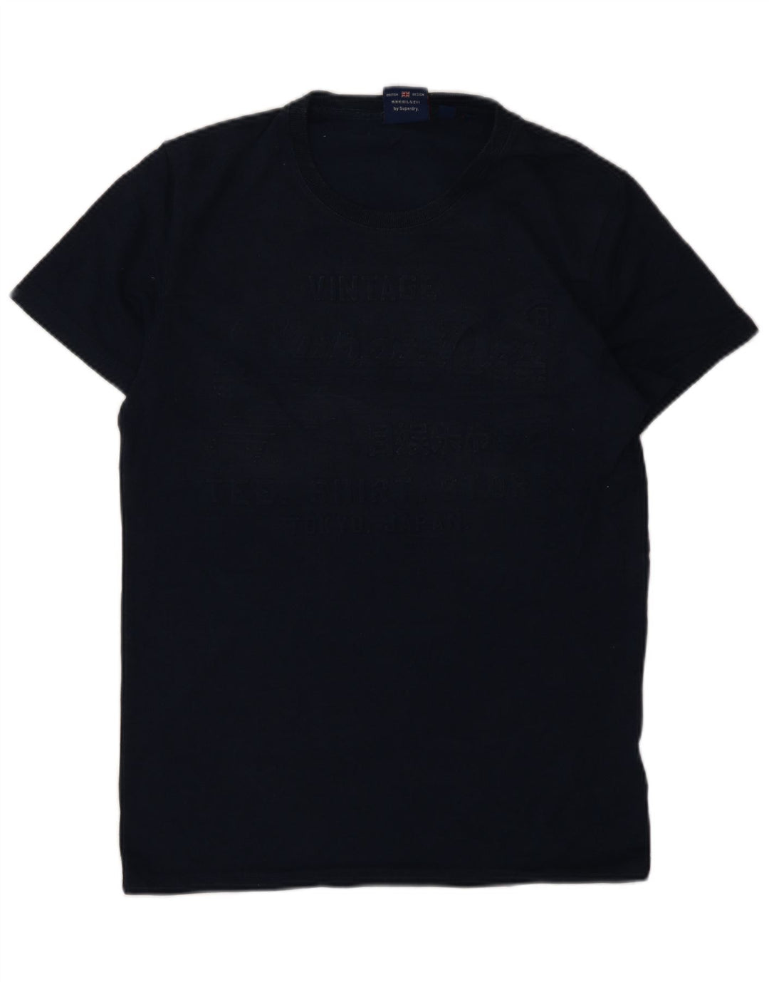 Ανδρικό γραφικό μπλουζάκι Superdry Top από μεσαίο μπλε ναυτικό βαμβακερό