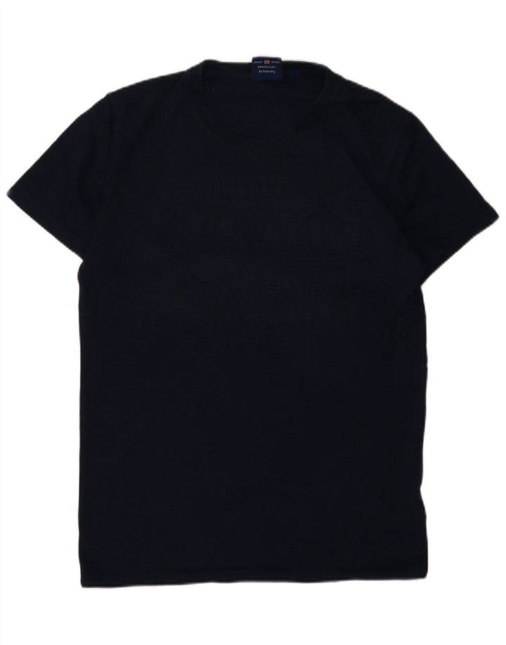 Ανδρικό γραφικό μπλουζάκι Superdry Top από μεσαίο μπλε ναυτικό βαμβακερό