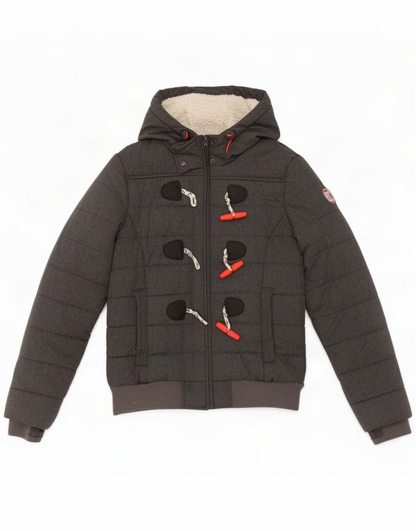 Superdry Γυναικείο μπουφάν με κουκούλα με επένδυση UK 10 Small Grey Polyester