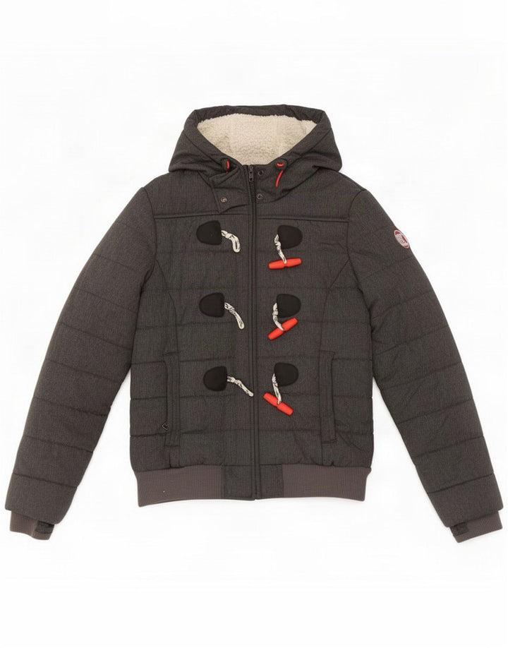 Superdry Γυναικείο μπουφάν με κουκούλα με επένδυση UK 10 Small Grey Polyester