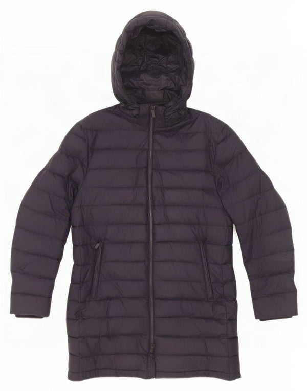 Massimo Dutti Γυναικείο παλτό με κουκούλα UK 14 Medium Navy Blue