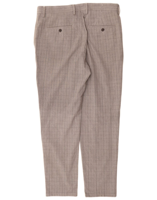Zara Ανδρικό Slim παντελόνι Chino EU 42 Large W32 L30 Grey Check Polyester