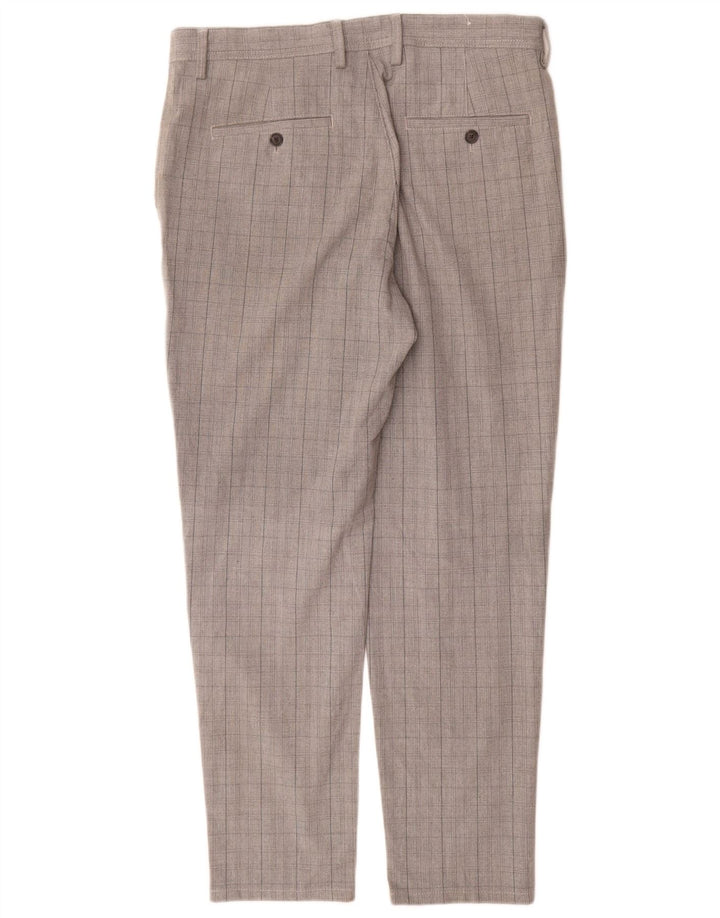 Zara Ανδρικό Slim παντελόνι Chino EU 42 Large W32 L30 Grey Check Polyester
