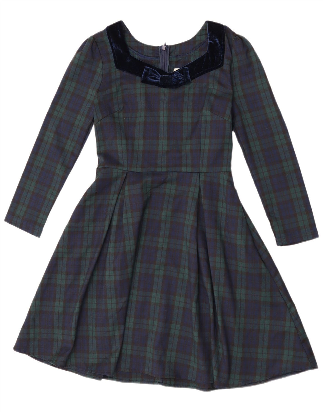 Γυναικείο μακρυμάνικο φόρεμα Joanie A-Line UK 8 Small Green Check Polyester