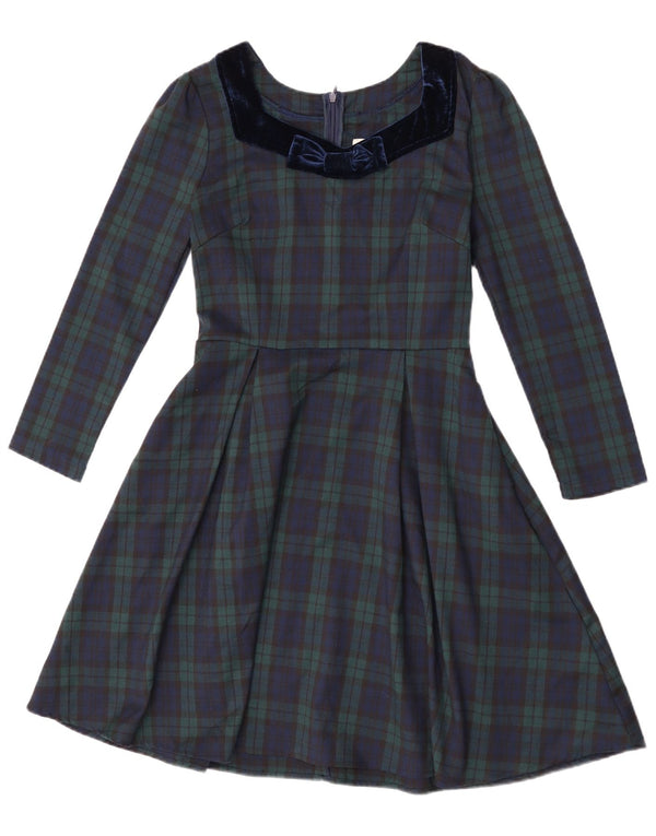 Γυναικείο μακρυμάνικο φόρεμα Joanie A-Line UK 8 Small Green Check Polyester