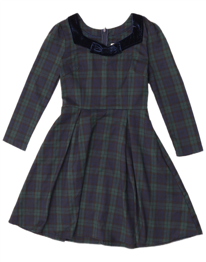 Γυναικείο μακρυμάνικο φόρεμα Joanie A-Line UK 8 Small Green Check Polyester