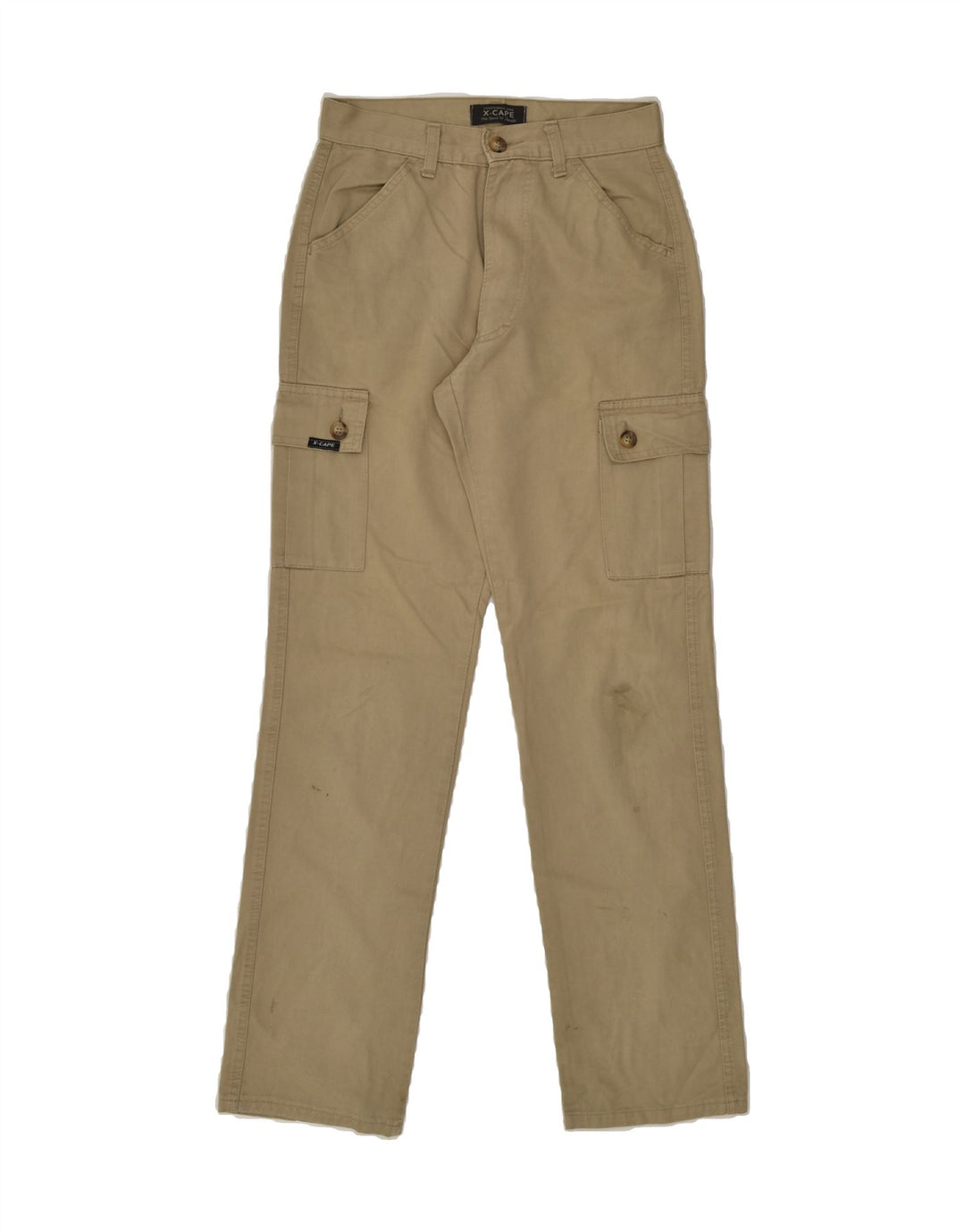 X-CAPE Womens High Waist Cargo Trousers IT 42 Medium W26 L32 Beige Cotton | Vintage X-Cape | Thrift | Second-Hand X-Cape | Used Clothing | Messina Hembry 