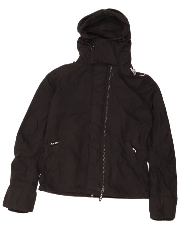 Γυναικείο μπουφάν βροχής με κουκούλα SUPERDRY 14 μεσαίο μαύρο νάιλον