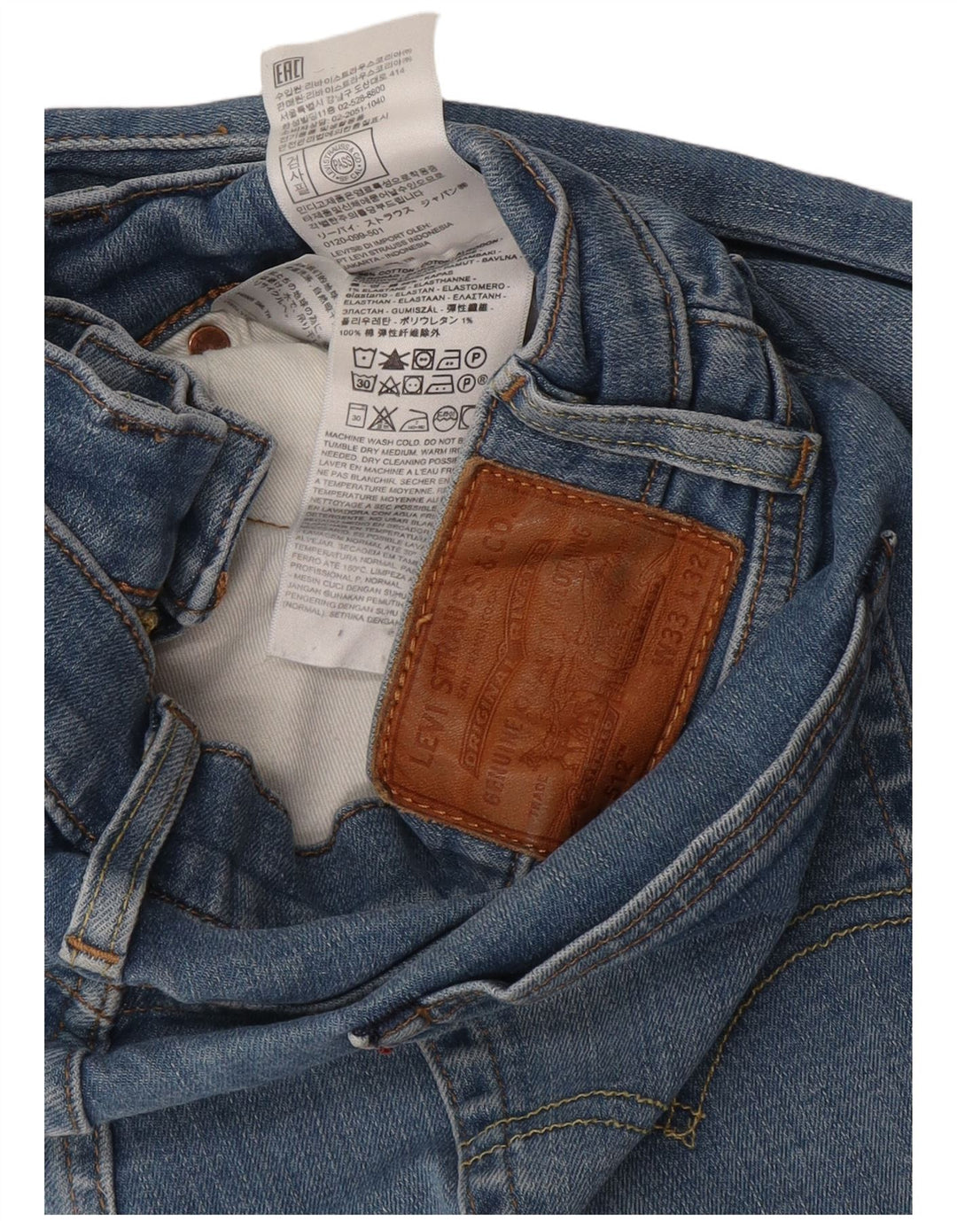 Levi's Mens 512 Slim Tapered Jeans W33 L32 Blue Cotton