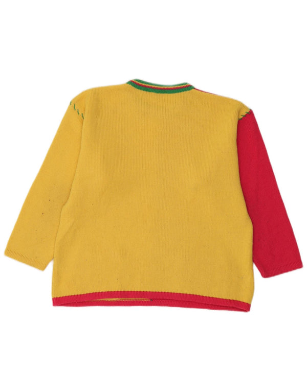 Brummell γυναικείο πουλόβερ με λαιμόκοψη UK 12 Medium Yellow Colourblock