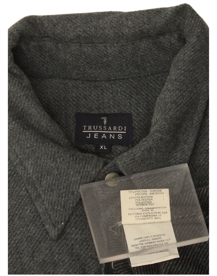 Ανδρικό φανελένιο πουκάμισο Trussardi Jeans XL Γκρι βισκόζη