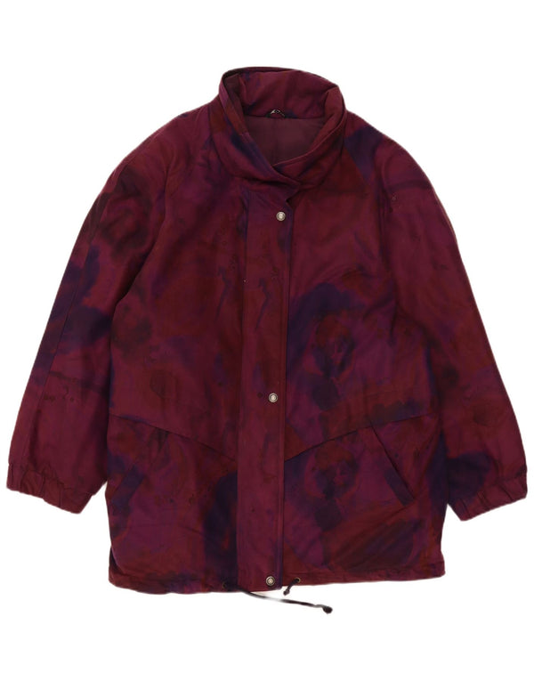 Vintage γυναικείο τζάκετ Windbreaker UK 18 XL Βουργουνδίας Floral Polyester