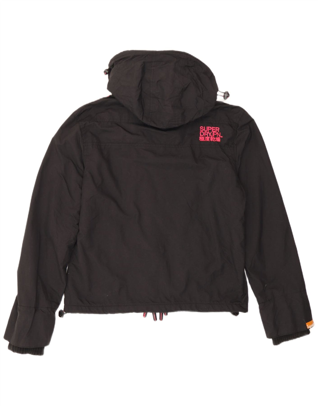 Superdry γυναικείο μπουφάν με κουκούλα αντιανεμικό UK 14 μεγάλο μαύρο νάιλον