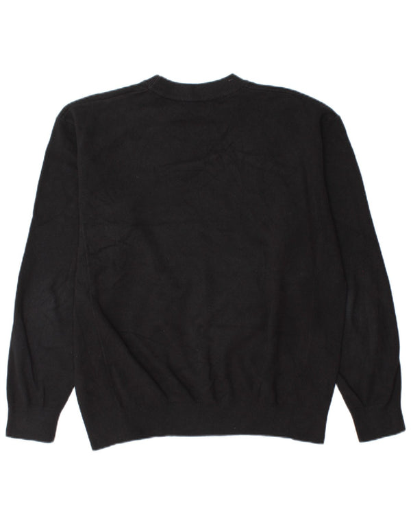 Zara Mens Crew Neck Jumper Sweater Medium Black Cotton