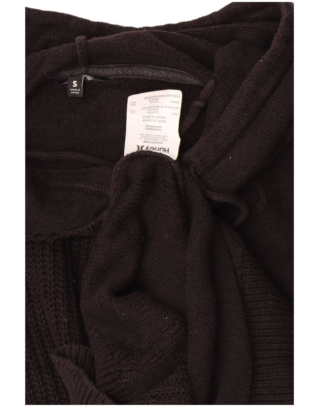 Hurley Γυναικείο πουλόβερ υπερμεγέθη άλμα UK 10 Small μαύρο βαμβακερό