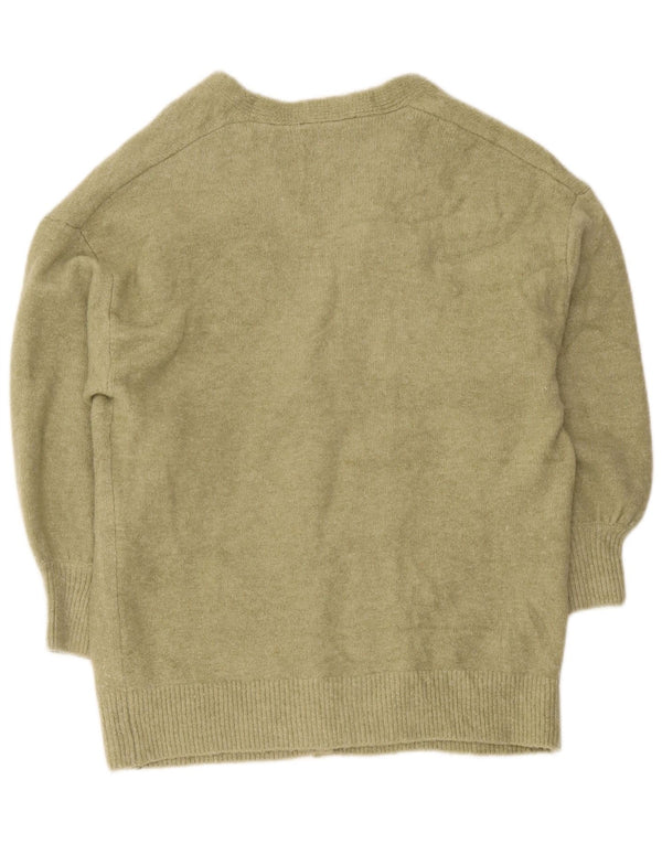 Zara Γυναικείο πουλόβερ ζακέτα oversized UK 10 Small Khaki Acrylic