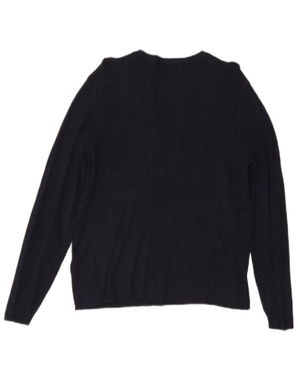 Marks & Spencer Γυναικείο πουλόβερ με λαιμό σκάφος UK 22 3XL Navy Blue Viscose
