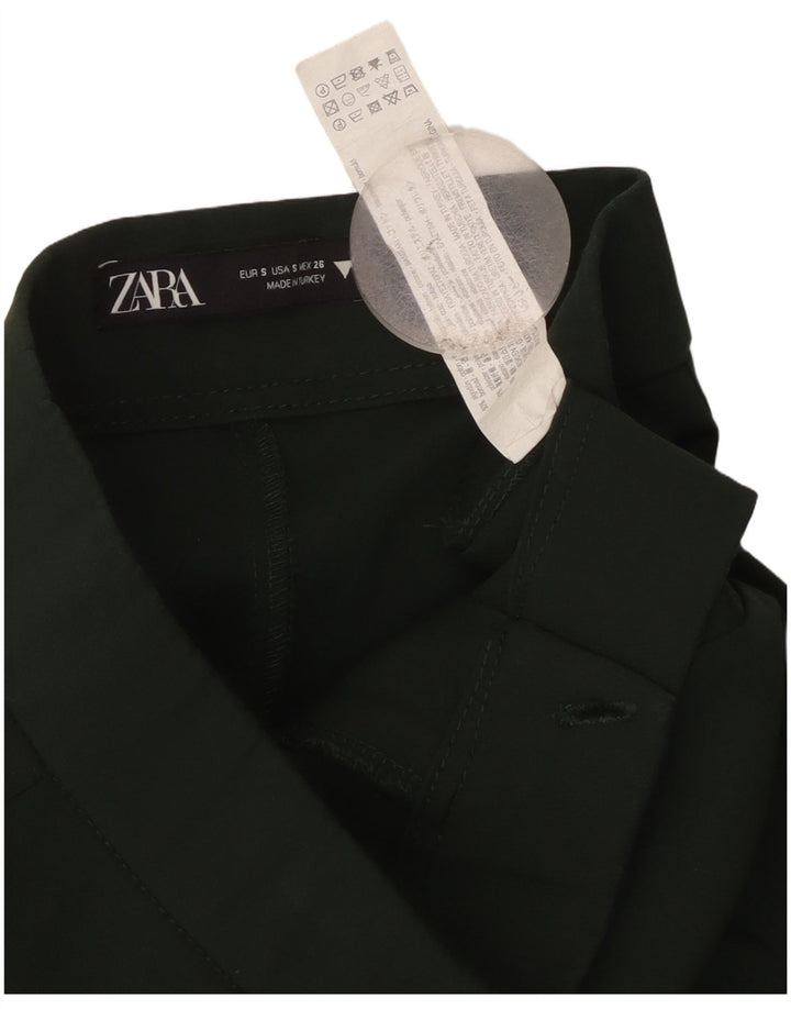Γυναικείο ZARA Bootcut Casual Παντελόνι Small W26 L25 Πράσινο βαμβακερό