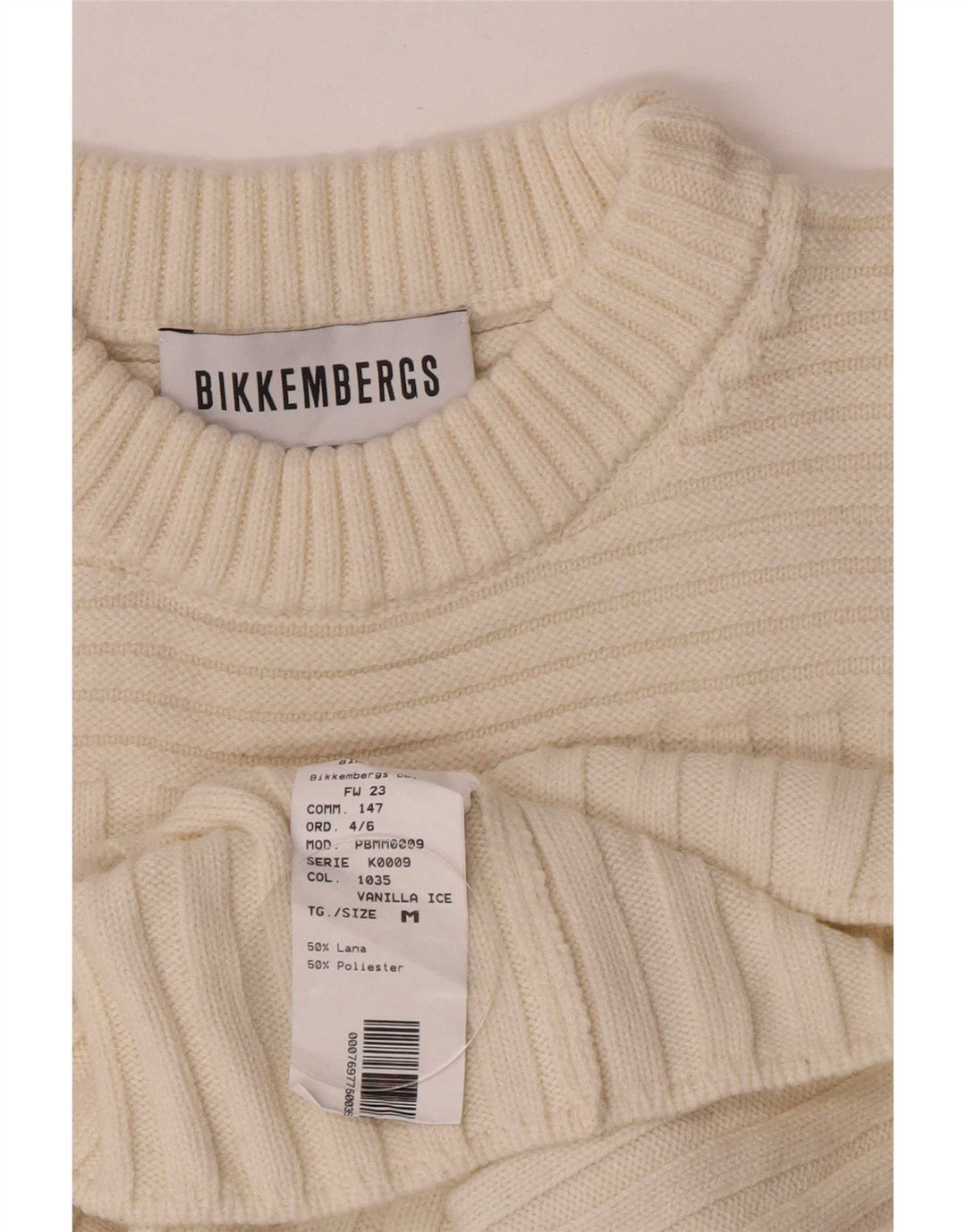 Γυναικείο πουλόβερ Bikkembergs Crew Neck Jumper UK 12 Medium Off White