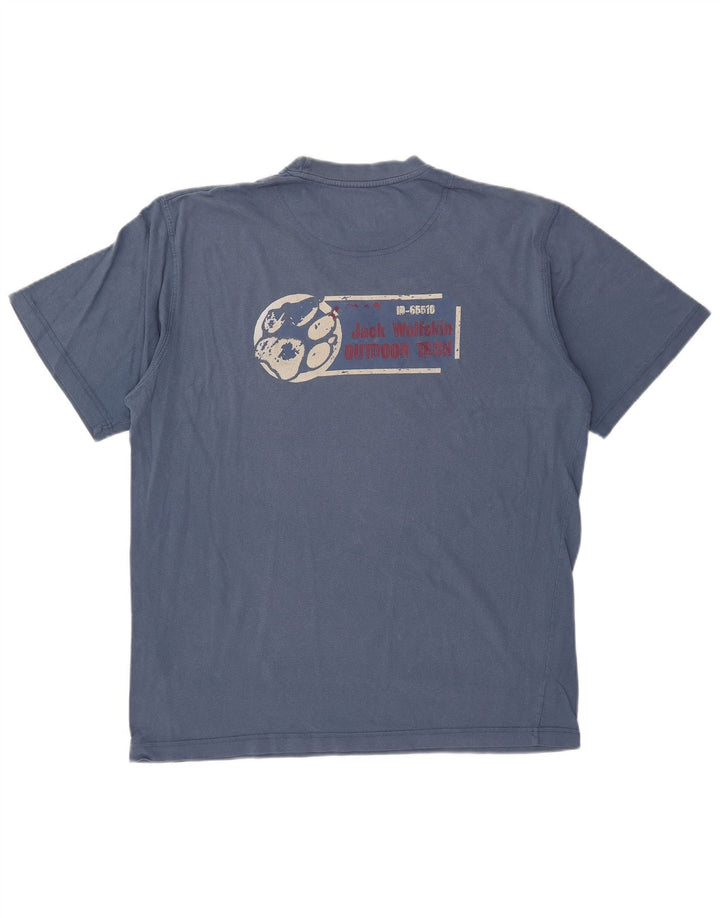 Ανδρικό γραφικό μπλουζάκι JACK WOLFSKIN Μπλουζάκι μεγάλο μπλε ναυτικό βαμβακερό