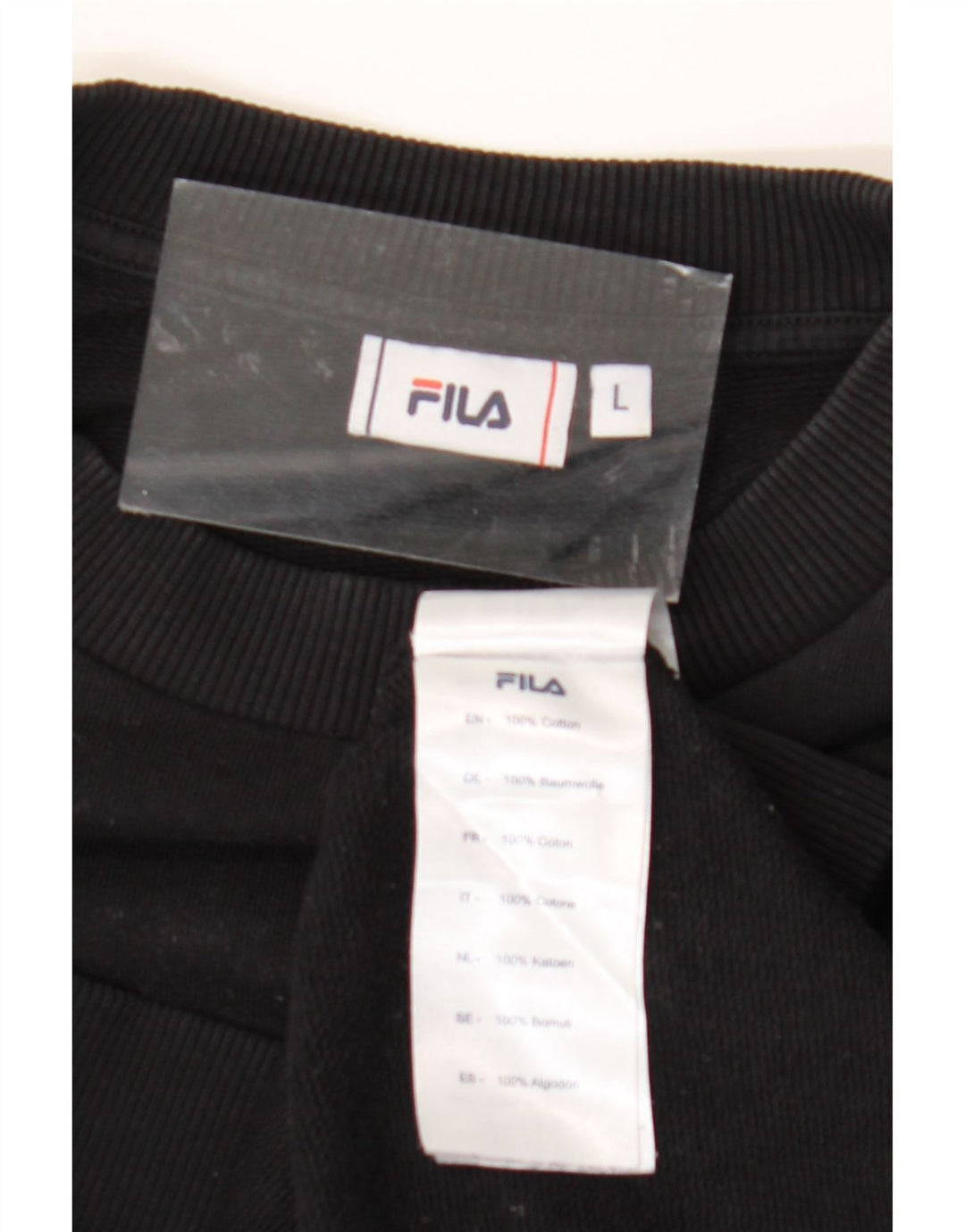 Γυναικείο γραφικό φούτερ FILA Jumper UK 16 μεγάλο μαύρο βαμβακερό