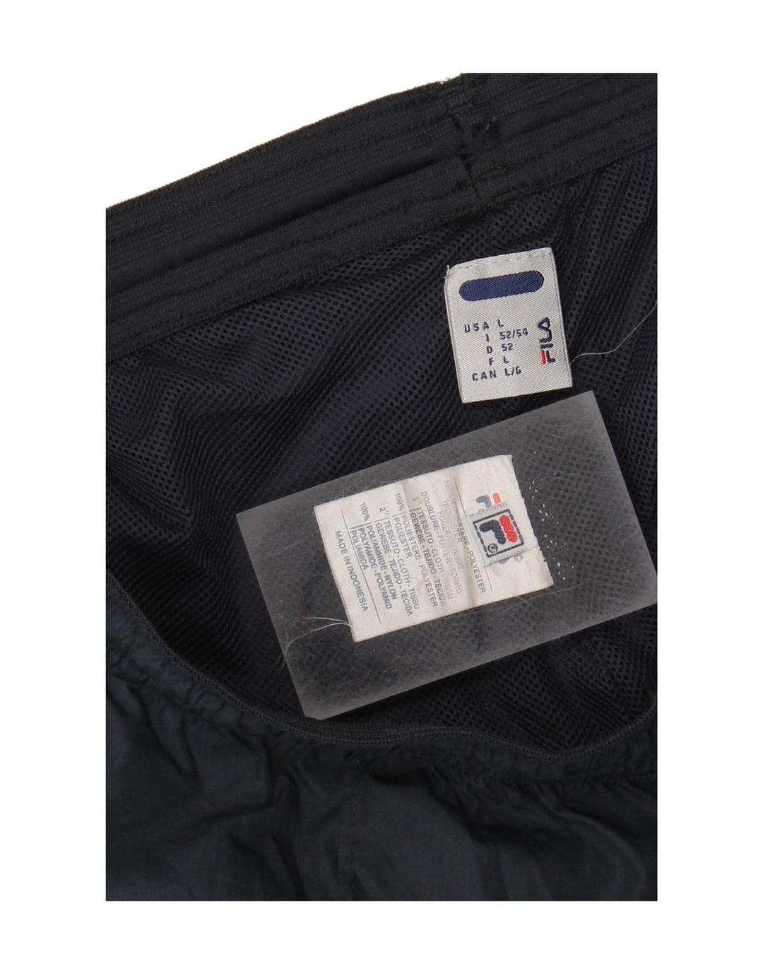 FILA Mens Tracksuit Trousers Large Navy Blue Colourblock Polyester Vintage Fila and Second-Hand Fila from Messina Hembry 
