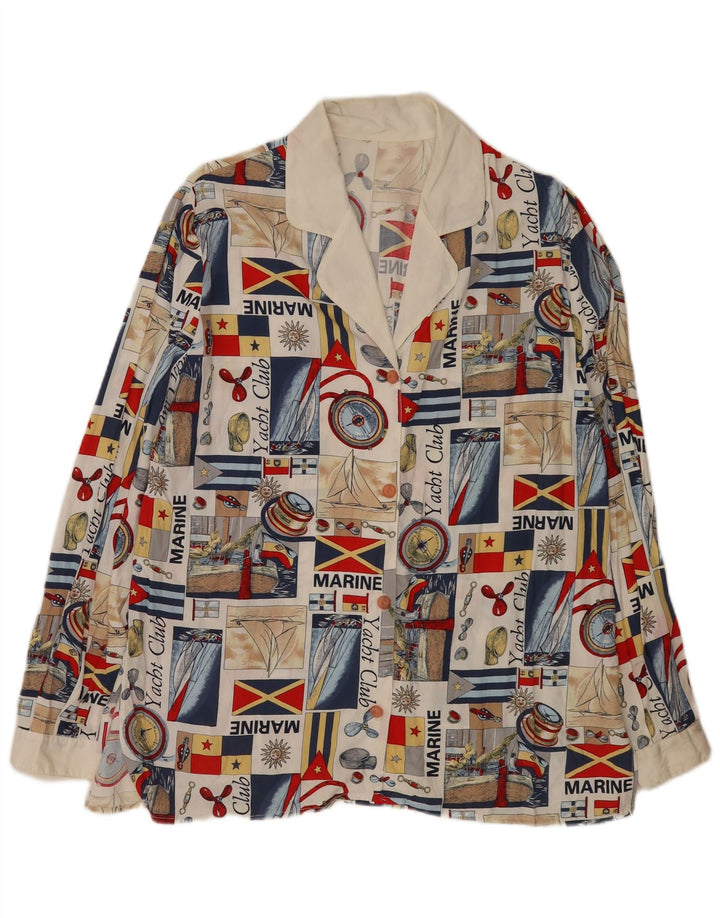 Vintage γυναικεία αφηρημένη γραφική μπλούζα UK 16 Large πολύχρωμη