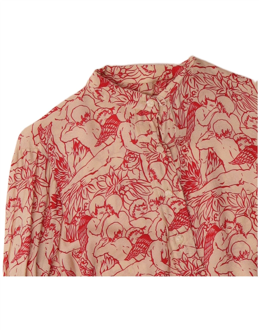 VINTAGE Γυναικείο γραφικό πουκάμισο Μπλούζα UK 12 Medium White