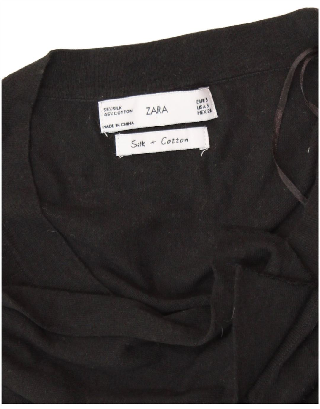 Γυναικείο κοντομάνικο φόρεμα ZARA UK 10 Small Black Silk