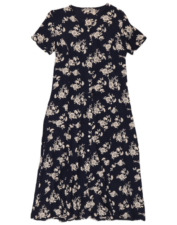 Γυναικείο μάξι φόρεμα Alba Fornari UK 10 Small Navy Blue Floral Viscose